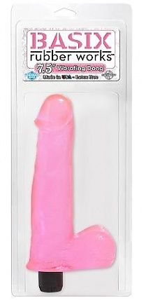 Basix Pink 7.5" Vibrating Dong