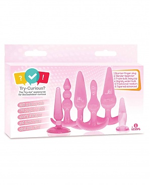 Try-Curious Anal Plugs Six Piece Starter Kit Pink