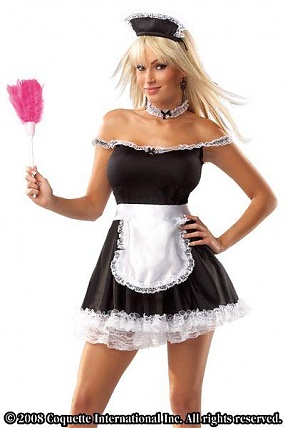 Frisky French Maid Blk/wht Os